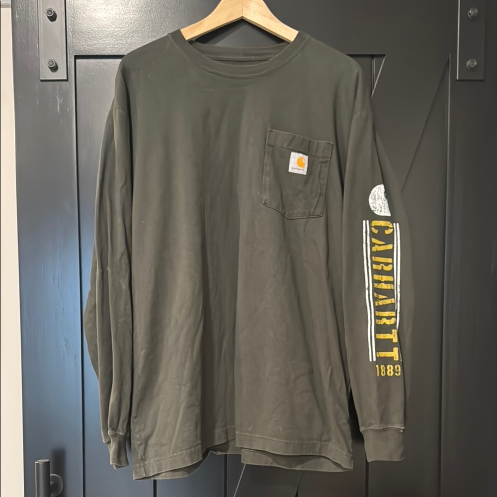 Carhartt Green Long Sleeve Tee with Ribbed Cuffs